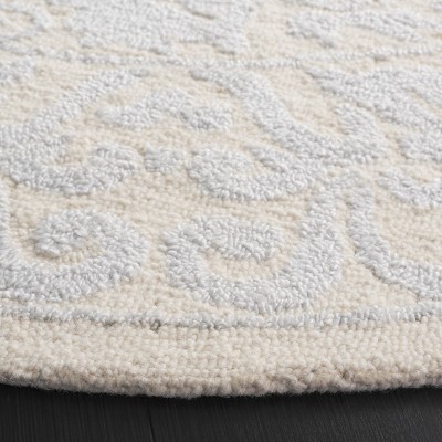 Ivory Beige 6' Round Handmade Wool Tufted Rug