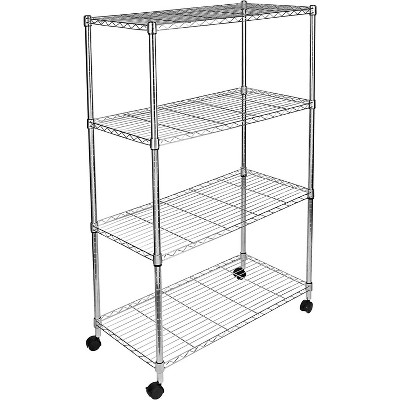 Vynxaria Chrome 4-Tier Adjustable Utility Storage Shelves, 35.43" D x 17.72" W x 65.35" H