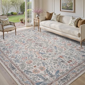 MontVoo Vintage Floral Washable Rug - 1 of 4