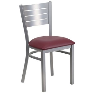 Emma and Oliver Silver Slat Back Metal Restaurant Dining Chair - 1 of 4