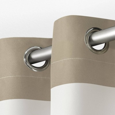 Taupe Stripe Polyester Light-Filtering Grommet Curtain Panels, 54" x 84"