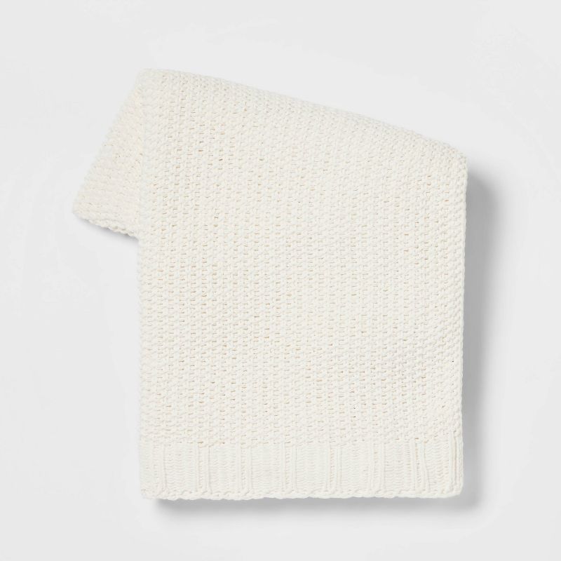 Solid Chenille Knit Throw Blanket - Threshold™, 1 of 13