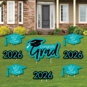 Big Dot of Happiness Teal Grad Class of 2026 Outdoor Decorations - Graduation Yard Signs - Set of 8 - 1 of 4