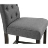Roundhill Furniture Leviton Solid Wood Tufted Asons Counter Height Stool, Grey, Set of 2 - 2 of 4