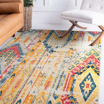 Bohemian Geometric Easy-Care Multicolor 5' x 7' Area Rug