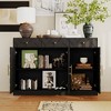 Famapy Black Storage Cabinet Buffet Chest with Gold Accents and Geometric Design Shoe Cabinet - 2 of 4