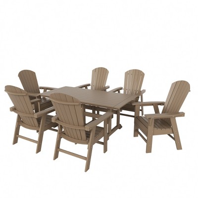 WestinTrends 7 Piece Outdoor Patio Dining Table and Adirondack Armchair Set