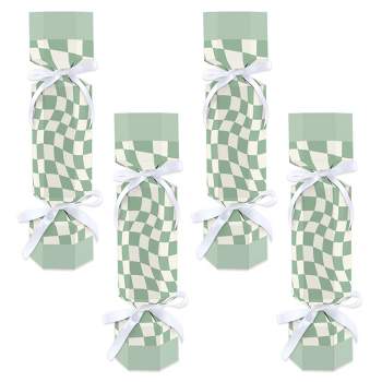 Big Dot of Happiness Sage Green Checkered Party - No Snap Party Table Favors - DIY Cracker Boxes - Set of 12