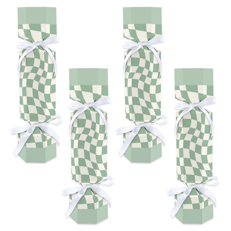 Big Dot of Happiness Sage Green Checkered Party - No Snap Party Table Favors - DIY Cracker Boxes - Set of 12, 1 of 10