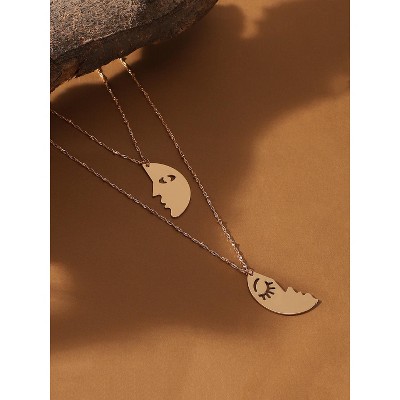 SOHI Women's California Gold The Lovers Multi-Layer Necklace