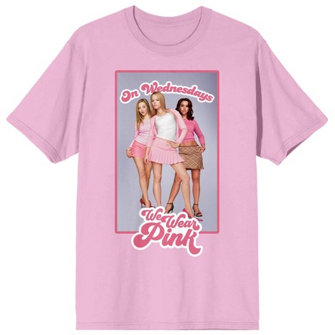 Mean Girls On Wednesday We Wear Pink Crew Neck Short Sleeve Neon