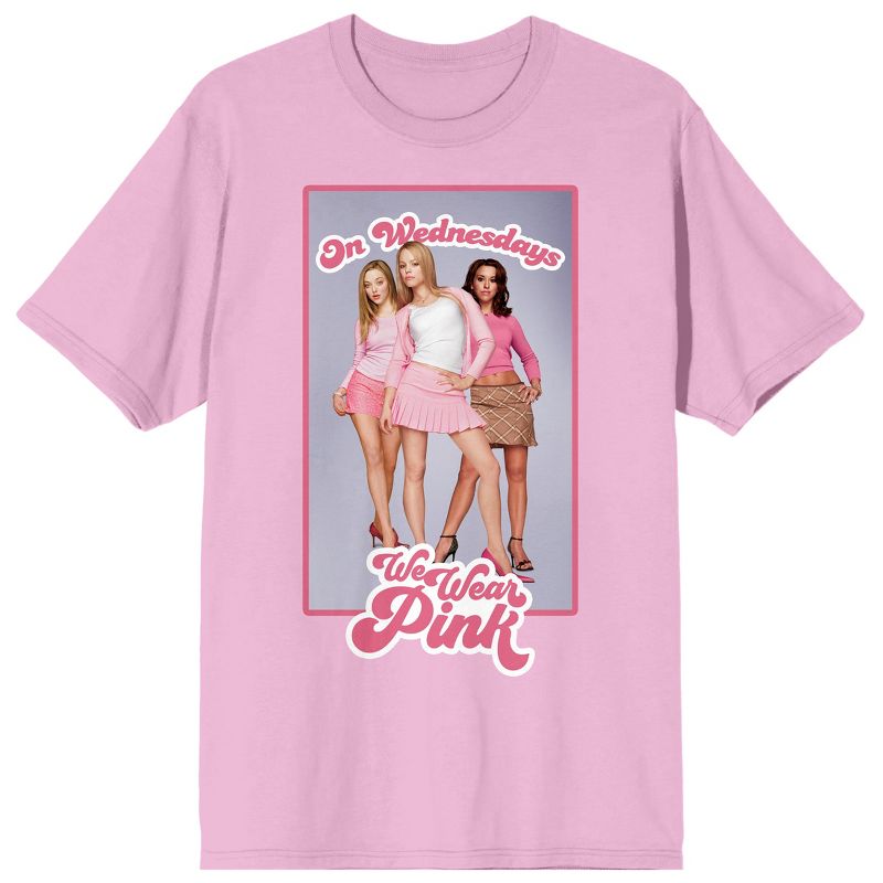 Mean Girls On Wednesday We Wear Pink Crew Neck Short Sleeve Neon Pink Women's T-shirt, 1 of 3