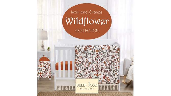 Sweet Jojo Designs Girl Baby Fitted Mini Crib Sheet Boho Floral Wildflower Rust Orange Ivory Off White, 2 of 7, play video