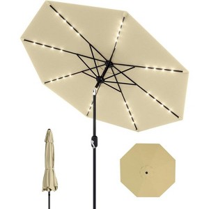 9ft Solar Patio Umbrella - Easy Tilt Crank, 8-Rib Design for Pool/Deck/Backyard (All-Season Weather Resistant) - 1 of 4