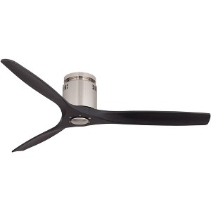 Casa Vieja 52" Windspun Modern Indoor Ceiling Fan 3 Blade Remote Control Brushed Nickel Finish Black Wood Blades Bedroom Living Room DC Motor Hugger - 1 of 4