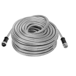 MPM 75-Ft Garden Hose Stainless Steel Metal Water Hose Tough & Flexible, Lightweight, Crush Resistant Aluminum Fittings - 1 of 4