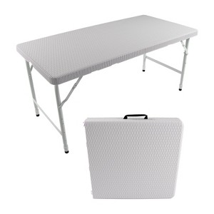PAGED 4ft Rattan Folding Table Patio Dining Table with Fixed Grip and Waterproof Table Top for Patio, Deck, Poolside - 1 of 4