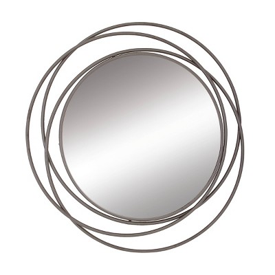 Industrial Metal Round Decorative Wall Mirror Gray - Olivia & May