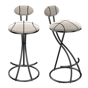 ChicFurnit Dining Chairs 2 PCS Round Bar Stools Bar Chairs Armless Velvet Barstools for Counter, Kitchen Island, Black, 17.12"*14.96"*36.61" - 1 of 4
