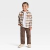 OshKosh B'gosh Toddler Boys' Long Sleeve Western Plaid Shirt - Cream/Tan - 3 of 3