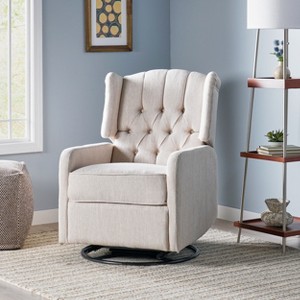 25"W 360° Swivel Recliner Chair Accent Chair, Charcoal/Beige-Merax - 1 of 4