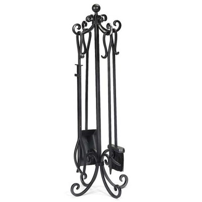 Plow & Hearth - Crest Fireplace Tool Set with Scroll Design and Stand