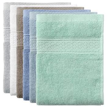 Unique Bargains Cotton Thick and Absorbent Kitchen Towels 13 x 13 Inches 6 Pcs Green
