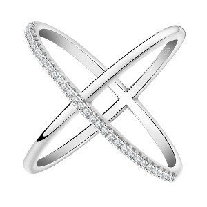 Infinity Ring for Women Crisscross Micro Pave Cz Gold Plated Ginger Lyne Collection - 1 of 4