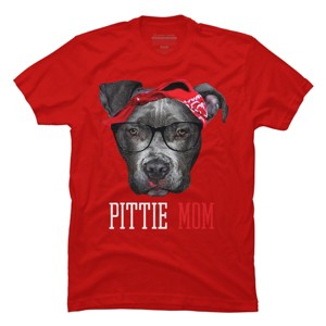 Men's Design By Humans Mother's Day Pittie Mom Pitbull Dog Lovers By dandingroz T-Shirt - 1 of 2