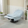 Okak Elegant Swivel Recliner Adjustable Chair Accent Chair with Soft Cushion Chenille Glider Chair Sofa with Metal Round Base for Lounge Bedroom, Blue - 2 of 4