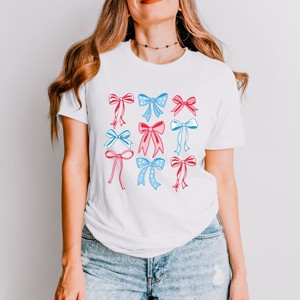 Simply Sage Market Patriotic Bows Stacked Coquette Short Sleeve Tee - 1 of 4