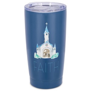 Elanze Designs Faith In Him Watercolor Church House of God Wrap-Around Design 20 Ounce Stainless Steel On-The-Go Coffee Mug, Thermal Travel Tumbler - 1 of 4