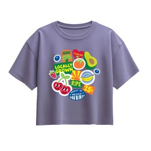 Girls' - Instant Message - Fruit Stamps Short Sleeve Boxy Graphic T-Shirt - 1 of 3