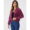 INSPIRE CHIC Women's Zip Up Long Sleeve Velvet Surface Diamond Quilted Bomber Jackets - 3 of 4