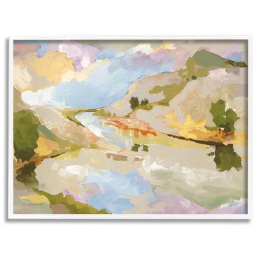 Stupell Industries Abstract Mountain Reflection Painting Framed Giclee Art