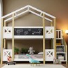 Twin Over Twin House Bunk Bed with Storage Staircase, Blackboards, Safety Rails, for Kids Bedroom, White Wood Frame - 2 of 4