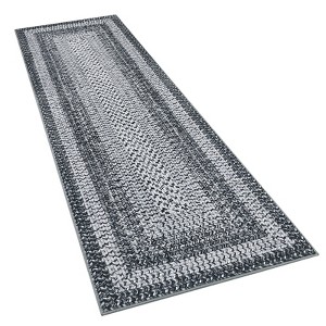 Washable Area Rug, Vintage Accent Rug, Braided Print Carpet, Low Pile Non-Shedding Kitchen Rugs with Non Slip Backing, Foldable Rug - 1 of 4