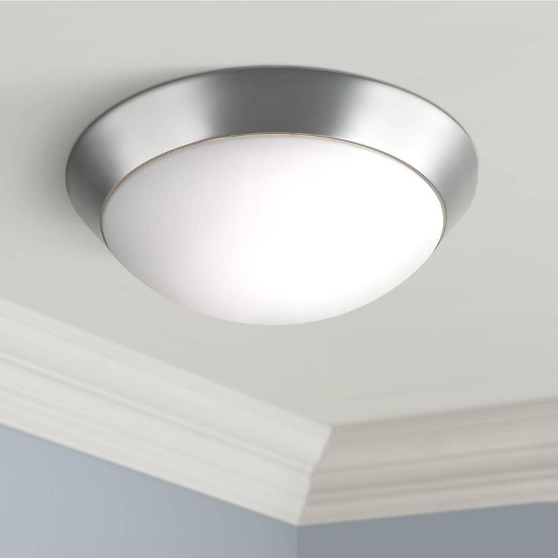 360 Lighting Modern Ceiling Light Flush Mount Fixture 13" Wide Brushed Nickel 2-Light Frosted Glass Dome Shade for Bedroom Kitchen Living Room Hallway, 2 of 6