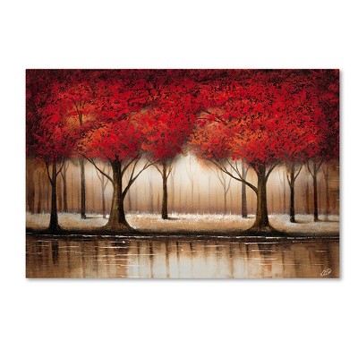 47 X 47 Canvas Landscape Trees Framed Wall Art With Silver Frame White -  Olivia & May : Target