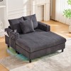 Oversized Upholstered Chaise Lounge Lazy Sleeper Sofa Bed Reading Couch with 3 Pillows, USB & Type-C port, Cup Holder, Side Pocket - ModernLuxe - 2 of 4