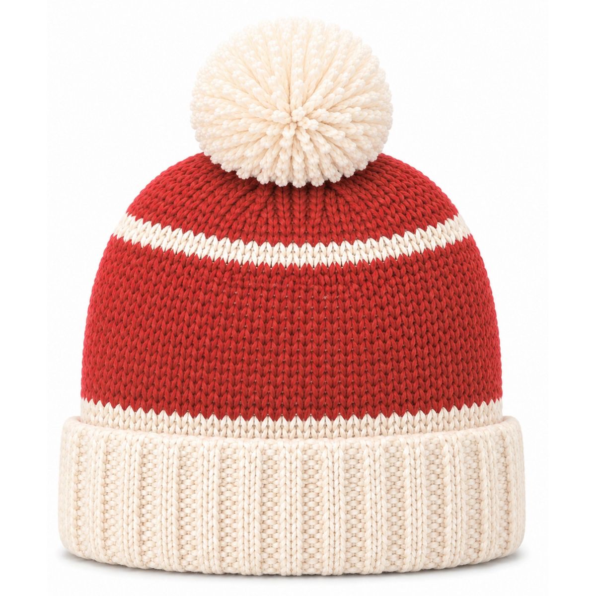 Bits & Bows Junior Unisex Merry Bobble Hat, Red/Ivory - thumbnail 4