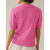 Womens Short Sleeve Sweater Tops Polo Collar Sweater Knitted Tops Cable Knit Sweater - 2 of 4