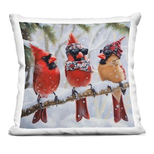 Stupell Industries Row of Cool Cardinals Indoor Pillow, 18 x 18 - 1 of 3