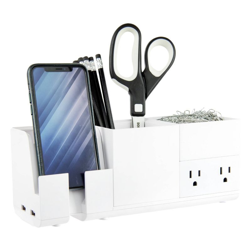 4pc Office Konnect Stackable Desk Organizer and Power Station White - Bostitch, 1 of 10