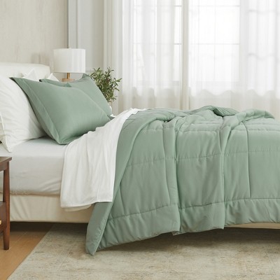 Sage Twin Reversible Down Alternative Microfiber Comforter Set