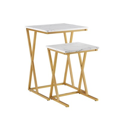 unipaws Marble Nesting Coffee Tables Set of 2