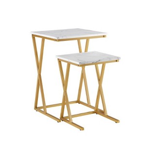 unipaws Marble Nesting Coffee Tables Set of 2 - 1 of 4
