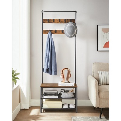 VASAGLE Industrial Hall Tree with Bench and Shoe Storage