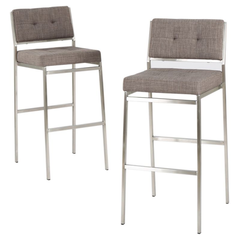 Set of 2 Qyto 30&#34; Fabric Barstool Light Gray - Christopher Knight Home, 1 of 6