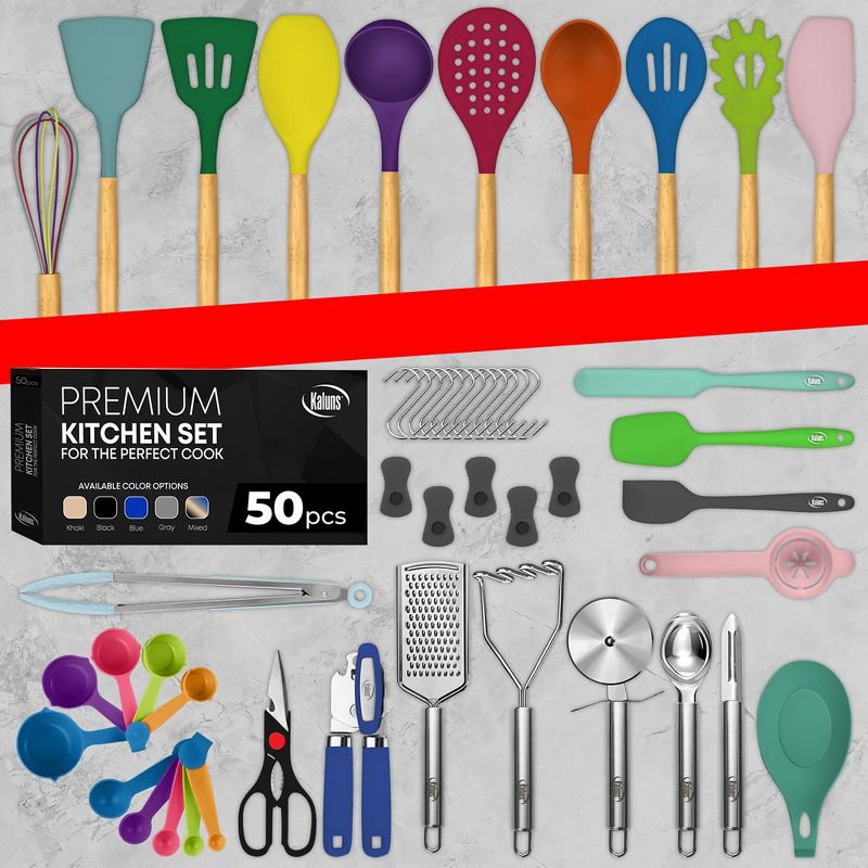 Kaluns Kitchen Utensils Set, 50 Piece Silicone And Stainless Steel Cooking Utensils, Dishwasher Safe and Heat Resistant Kitchen Tools, 2 of 8